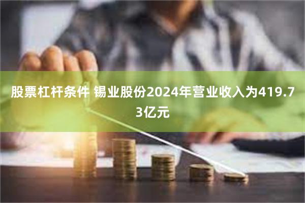 股票杠杆条件 锡业股份2024年营业收入为419.73亿元